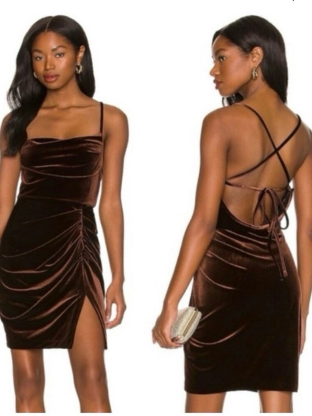 Amanda Uprichard Velvet Brown Mini Dress